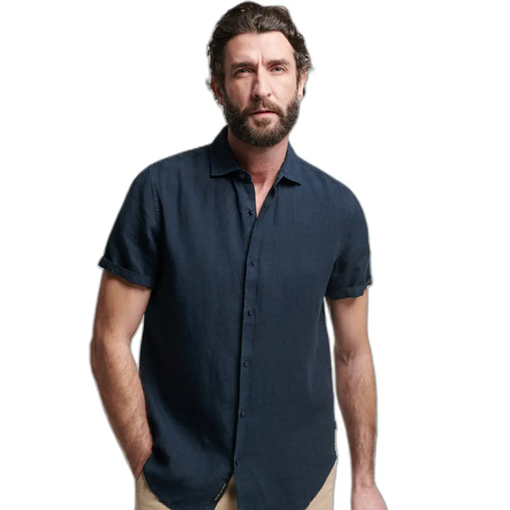 5059726548285 - Herren Studios Freizeithemd aus Leinen Marineblau - Größe S