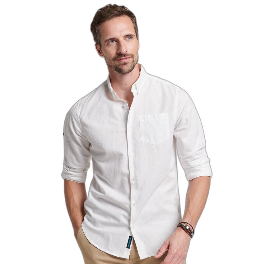 5059726473266 - Herren Studios Linen Button-down-Hemd aus Bio-Baumwolle Weiß - Größe XL