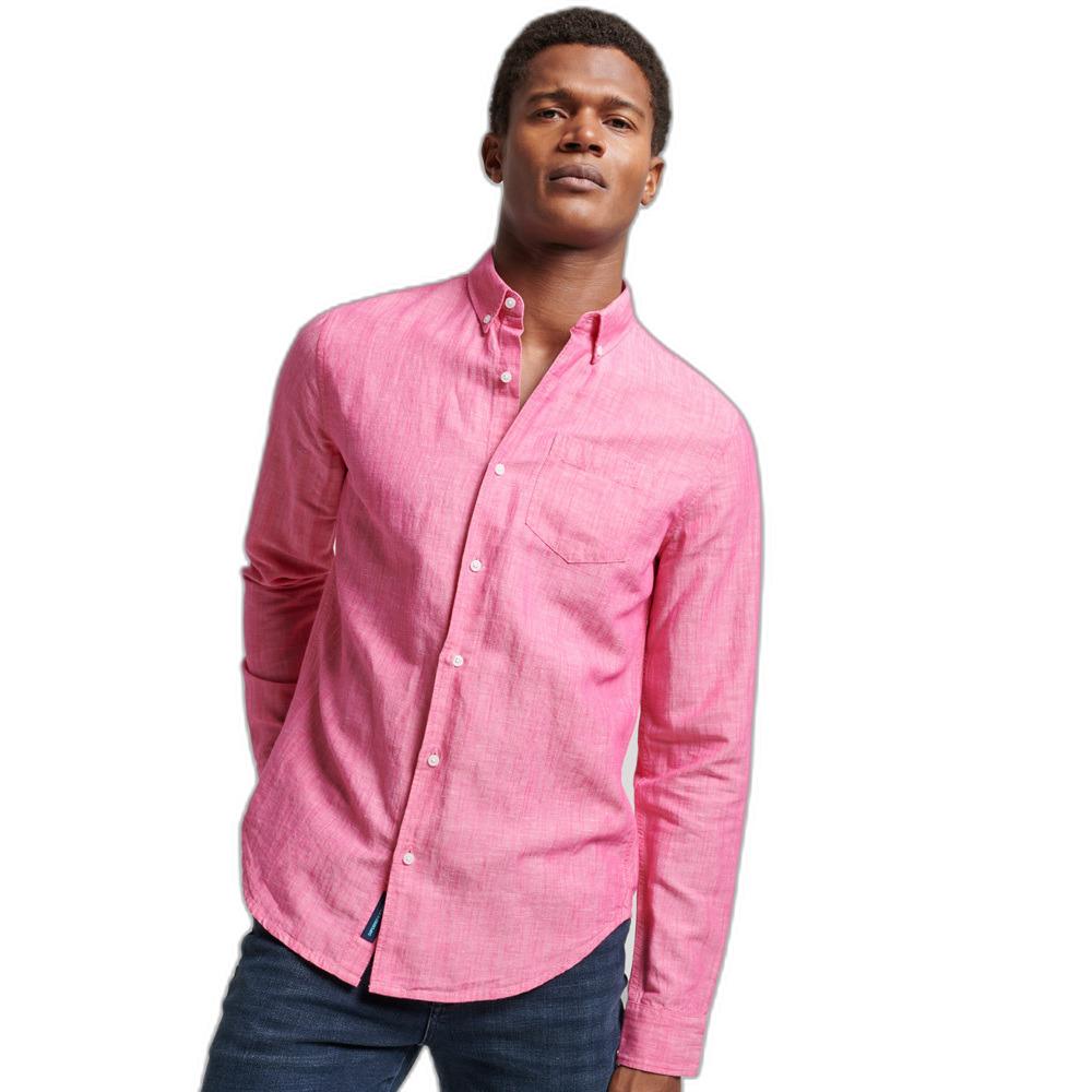 5059726473877 - Mens Studios Linen Button-down-Hemd aus Bio-Baumwolle Pink - Größe M