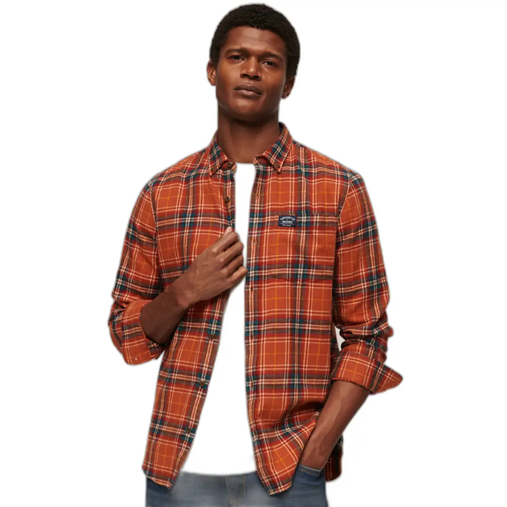 Camicia a quadri con maniche lunghe in cotone biologico