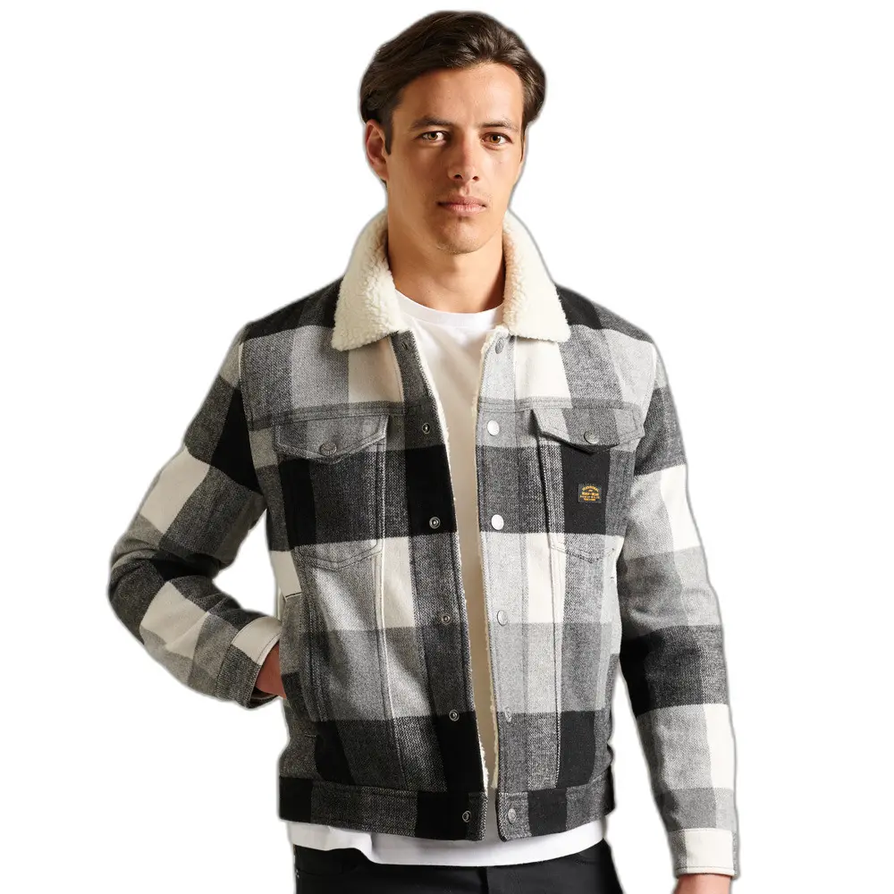 5059046309597 - Mens Highwayman Sherpa Truckerjacke aus Wolle Schwarz - Größe Xxl