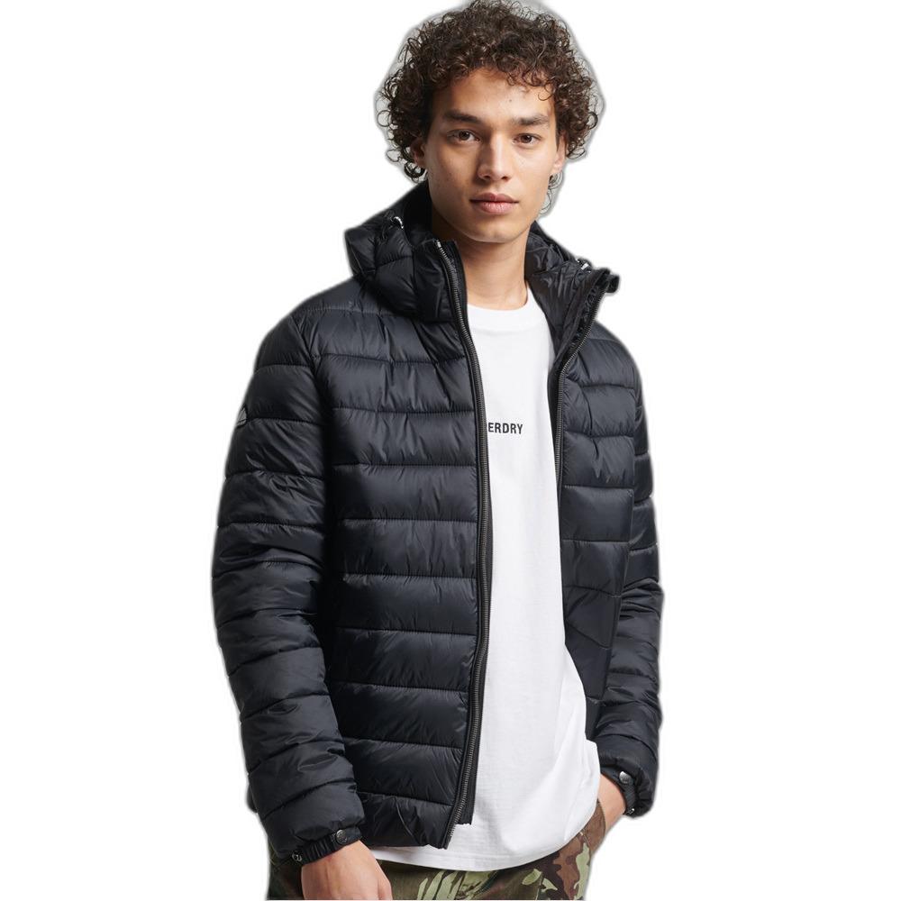 5057847150660 - Mens Klassische Steppjacke mit Kapuze Schwarz - Größe Xxxl