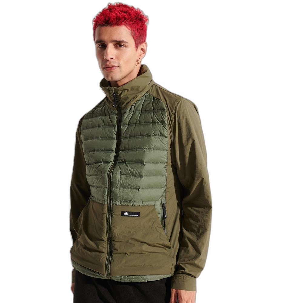 5057847233417 - Mens Lässige Daunenjacke mit Kapuze Grün - Größe L