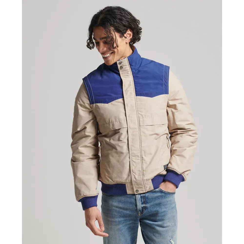 5057847614728 - Herren Vintage Collegiate Jacke Creme - Größe L