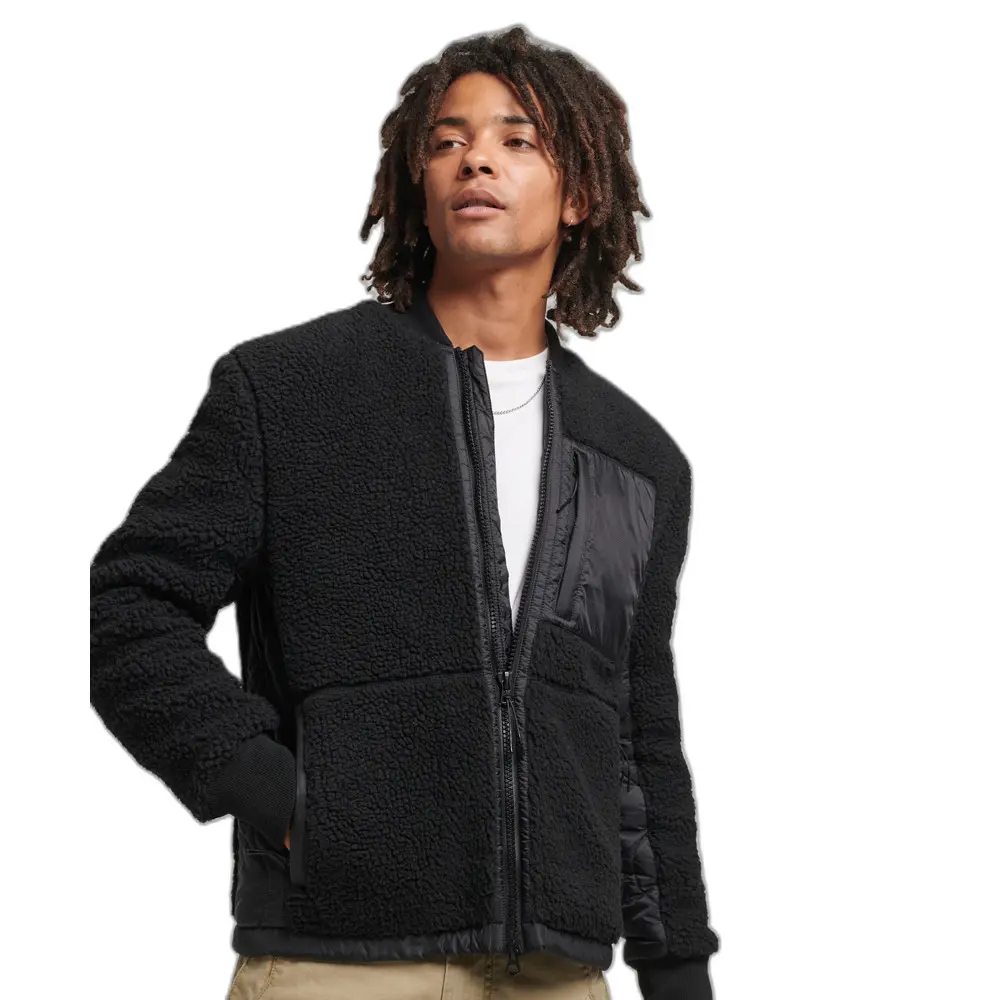 5059726084721 - Mens Sherpa Jacke mit Durchgehendem Reißverschluss Schwarz - Größe Xxl