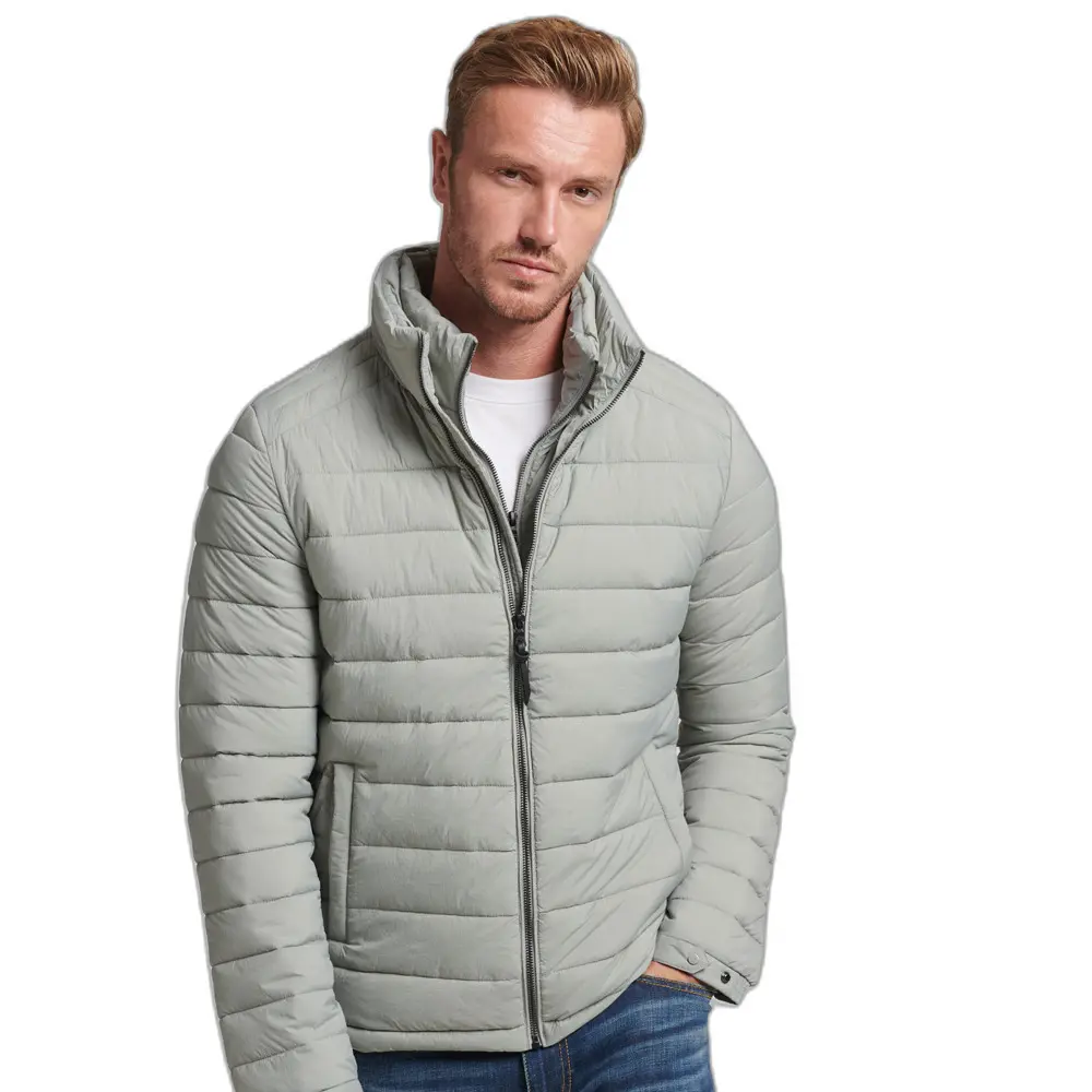 5057847988249 - Herren Kurzer Leichter Steppmantel Hellgrau - Größe XL