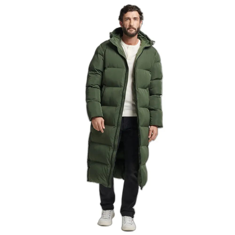 5059726107116 - Mens Extra Langer Steppmantel Grün - Größe M