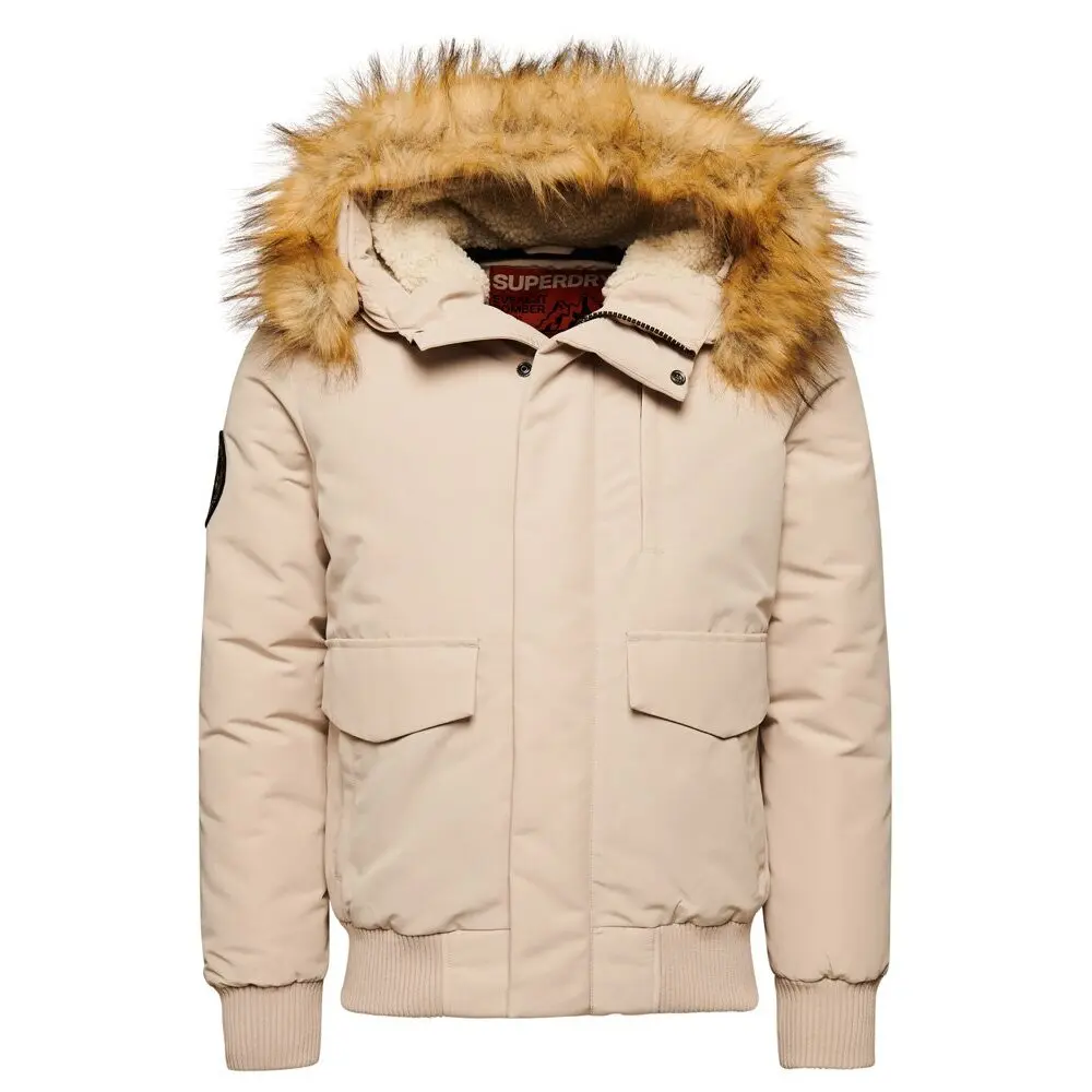 5059726817336 - Herren Everest Bomber-Steppjacke mit Kapuze Beige - Größe XL