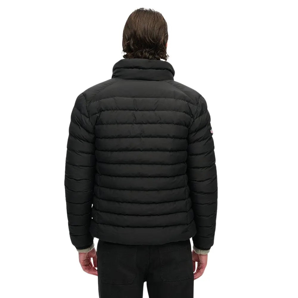 Superdry Giubbotto Imbottito Uomo Fuji Con Ricami - Nero, Piumino Invernale Caldo Con Zip E Tasche, Casual Elegante