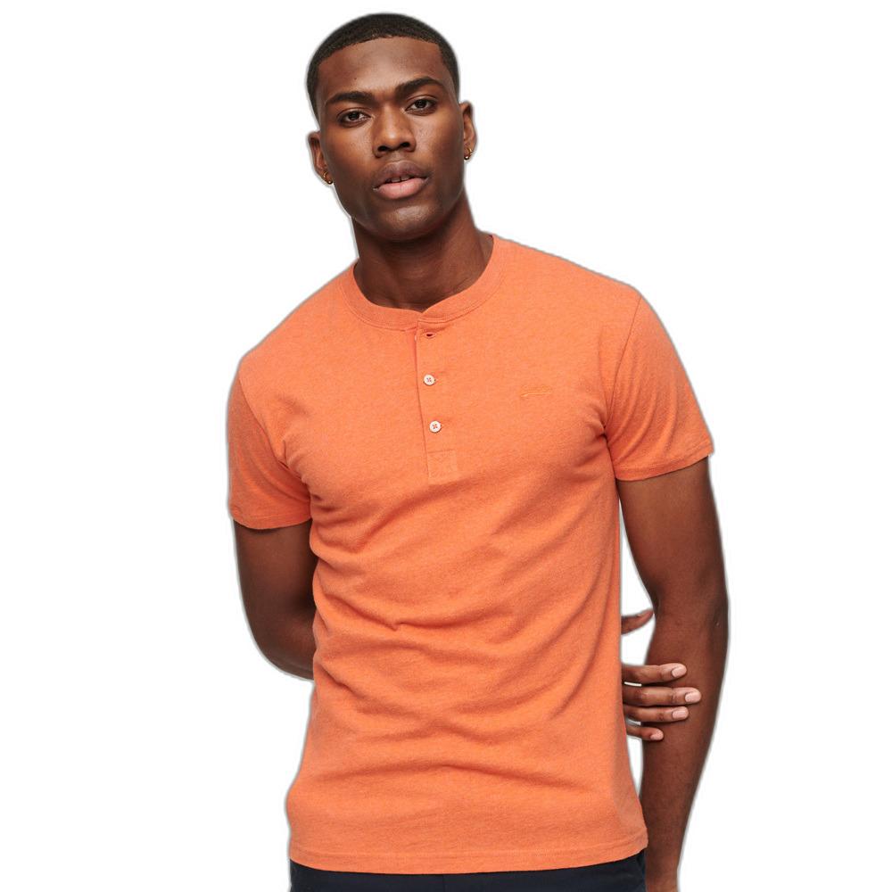 5059726478476 - Herren Vintage Logo Henley-Oberteil aus Bio-Baumwolle mit Stickerei Orange - Größe M