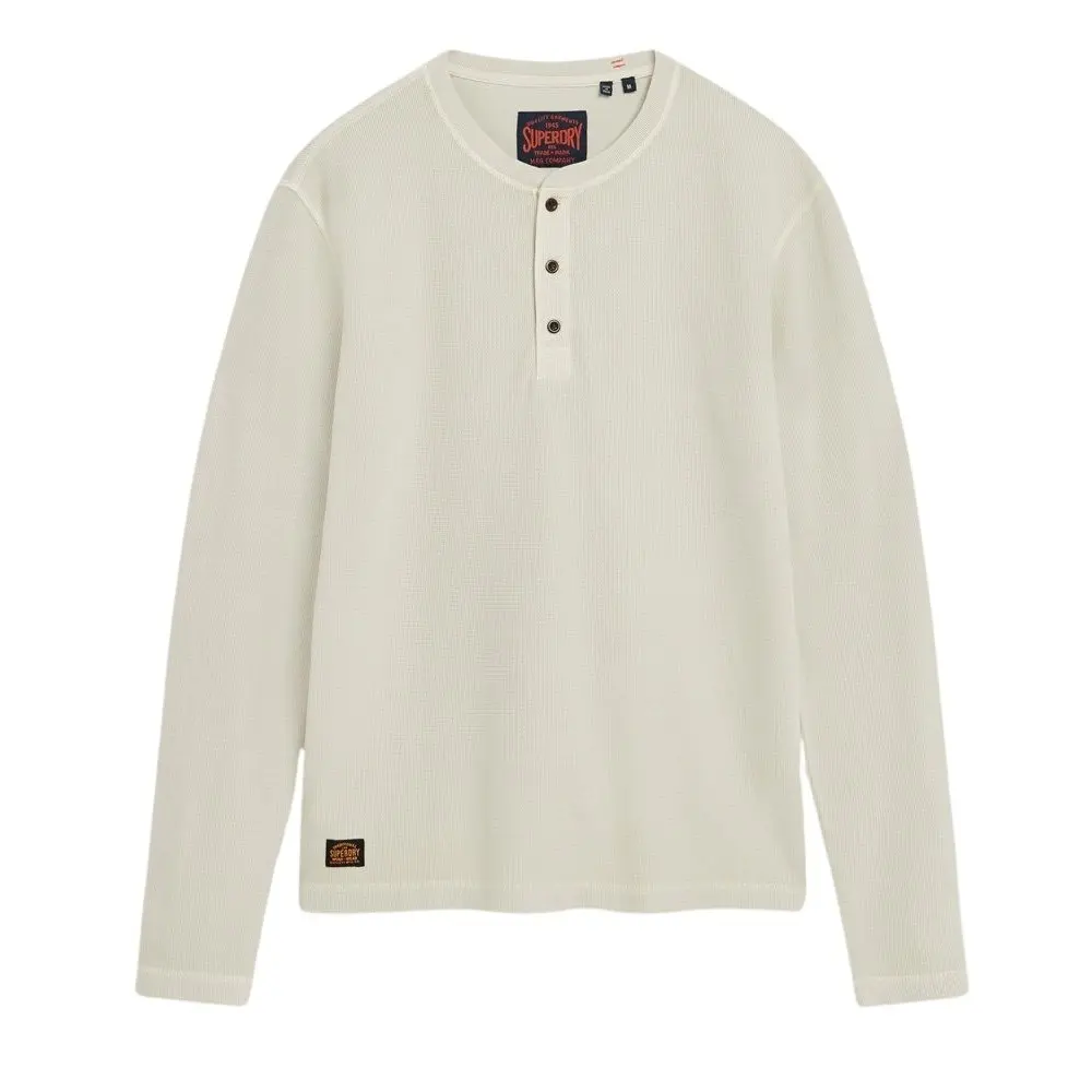 5063068030056 - T-Shirt langarm und tunesischem Kragen mit Waffelmuster Superdry