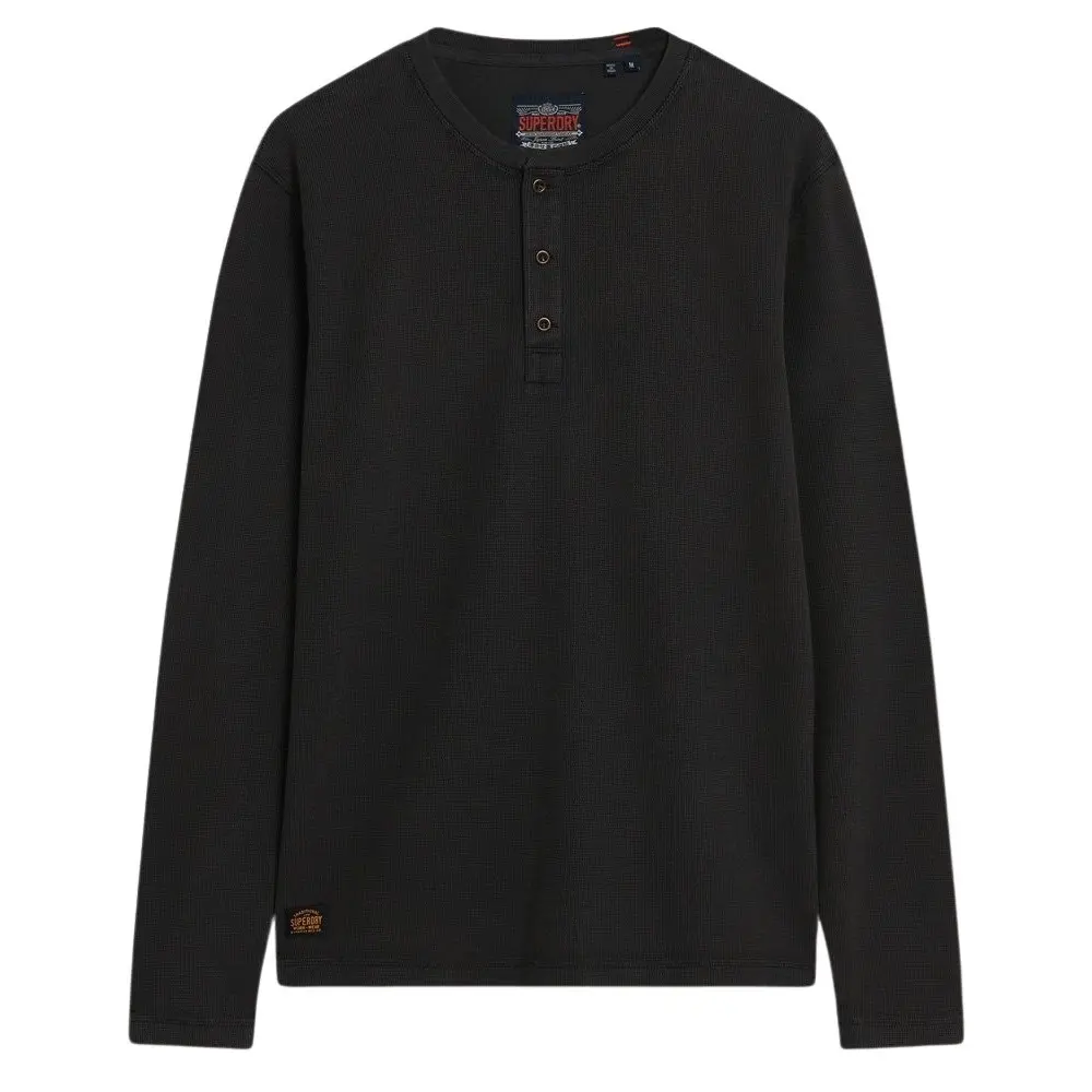 5063068030216 - T-Shirt langarm und tunesischem Kragen mit Waffelmuster Superdry