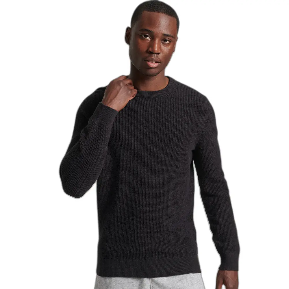 5057847624642 - Mens Strukturierter Vintage Strickpullover mit Rundhalsausschnitt Schwarz - Größe Xxl