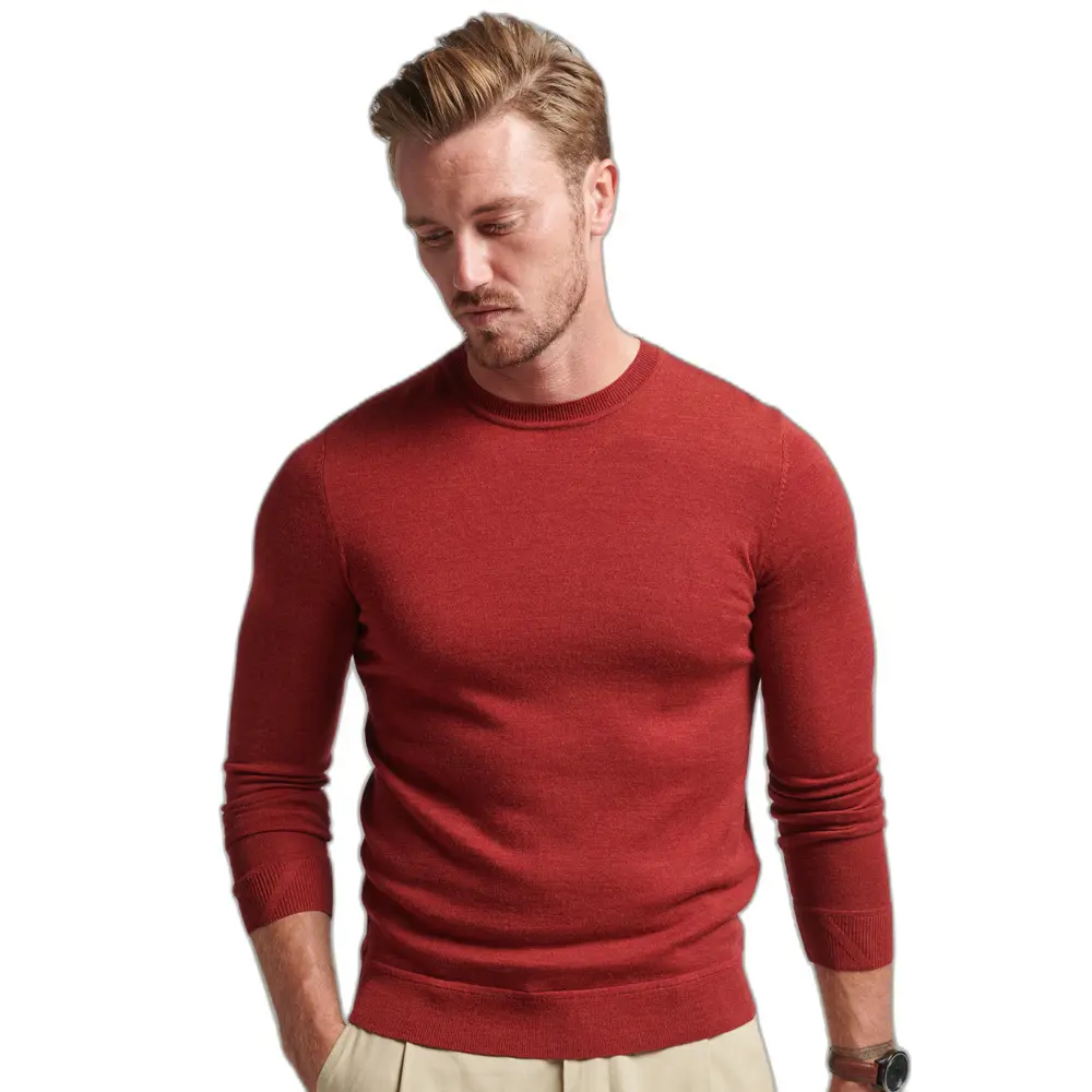 5059726109080 - Mens Rundhalspullover aus Merinowolle Rot - Größe S