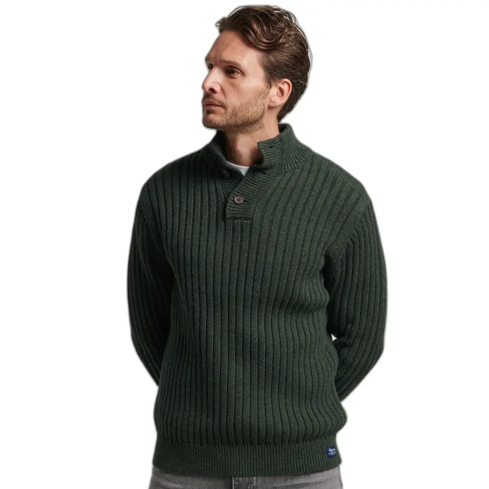 5059726622091 - Mens Gerippter Henley-Pullover Grün - Größe Xxl