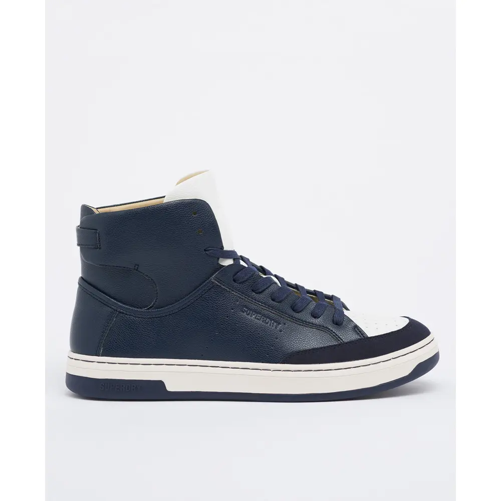 5057847274854 - Mens Vegane Basket Sport High Top Sneaker Marineblau - Größe 43