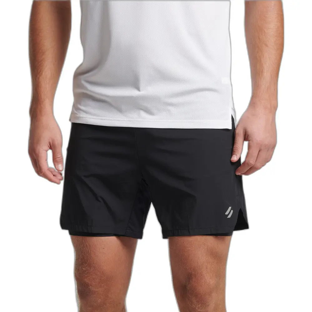 5057847529084 - Mens Sport Mehrlagige Run Premium Shorts Schwarz - Größe Xxl