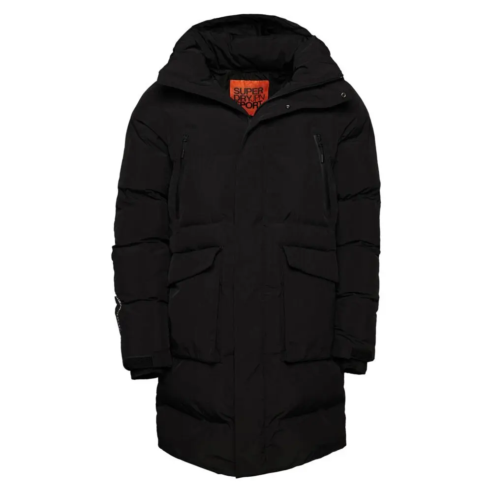 5059726835613 - Herren Lang Geschnittene Steppjacke mit Kapuze Schwarz - Größe M