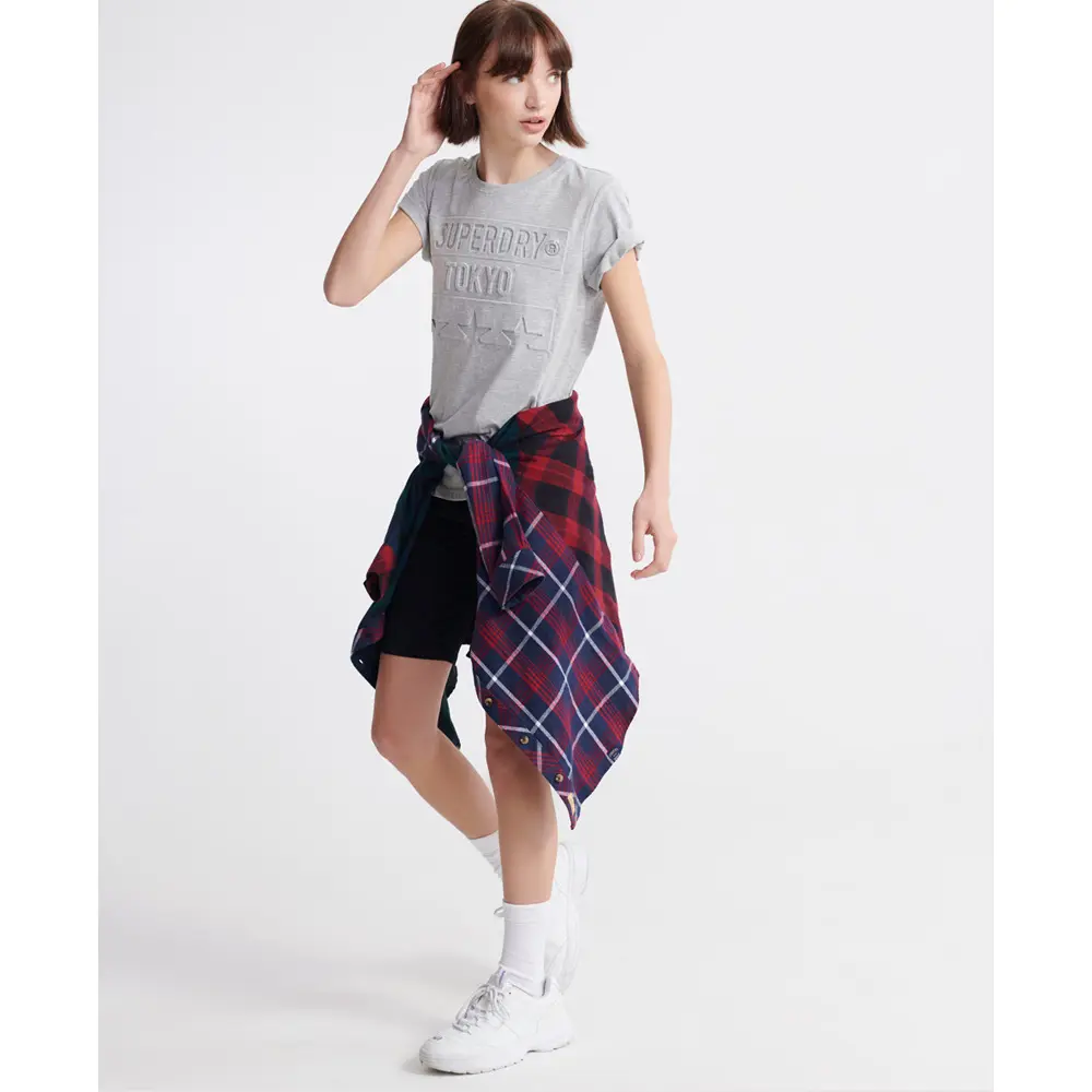 5057842876800 - Damen Tokyo Stars T-Shirt mit Prägung Grau - Größe 40