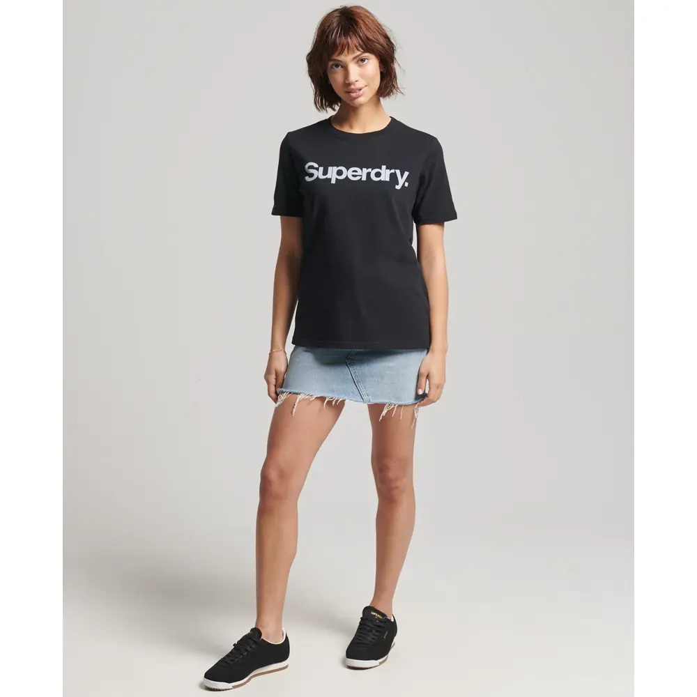 5057847050045 - Womens Core T-Shirt mit Logo Schwarz - Größe 38