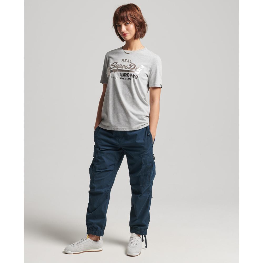 5057847286574 - Damen Boho Glitzer-T-Shirt mit Vintage-Logo Grau - Größe 38