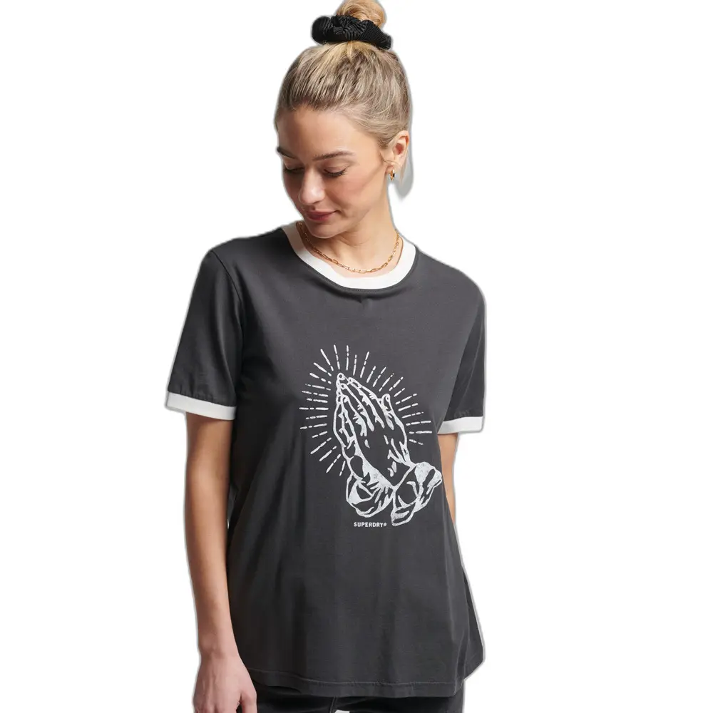 5057847643148 - Womens Vintage Surf Ranchero Ringer-T-Shirt Dunkelgrau - Größe 36