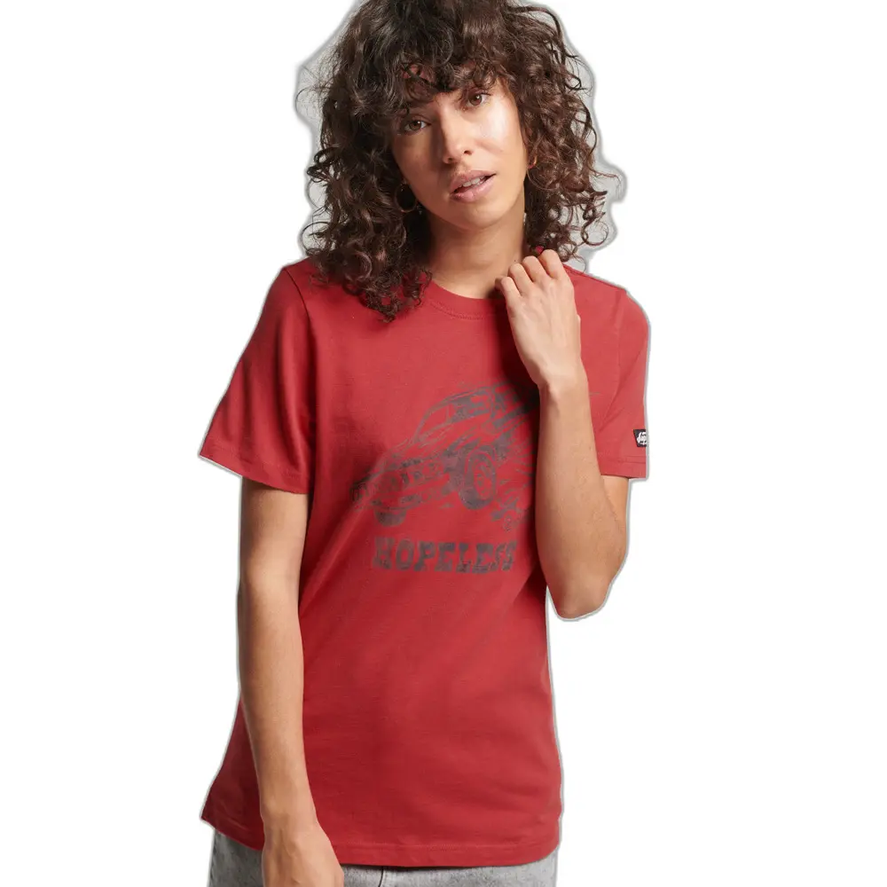5057847644473 - Womens Crossing Lines T-Shirt in Vintage-Optik Rot - Größe 36