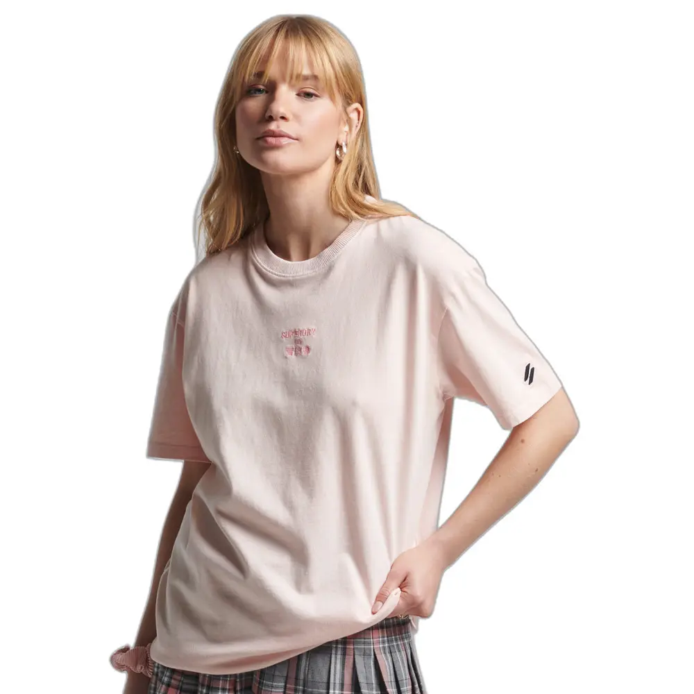5057847648204 - Womens Locker Geschnittenes Code Logo T-Shirt mit Stückfärbung Pink - Größe 40