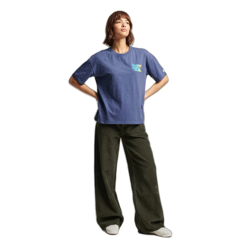 5057847836205 - Womens Gestreiftes Vintage Cali T-Shirt Blau - Größe 40