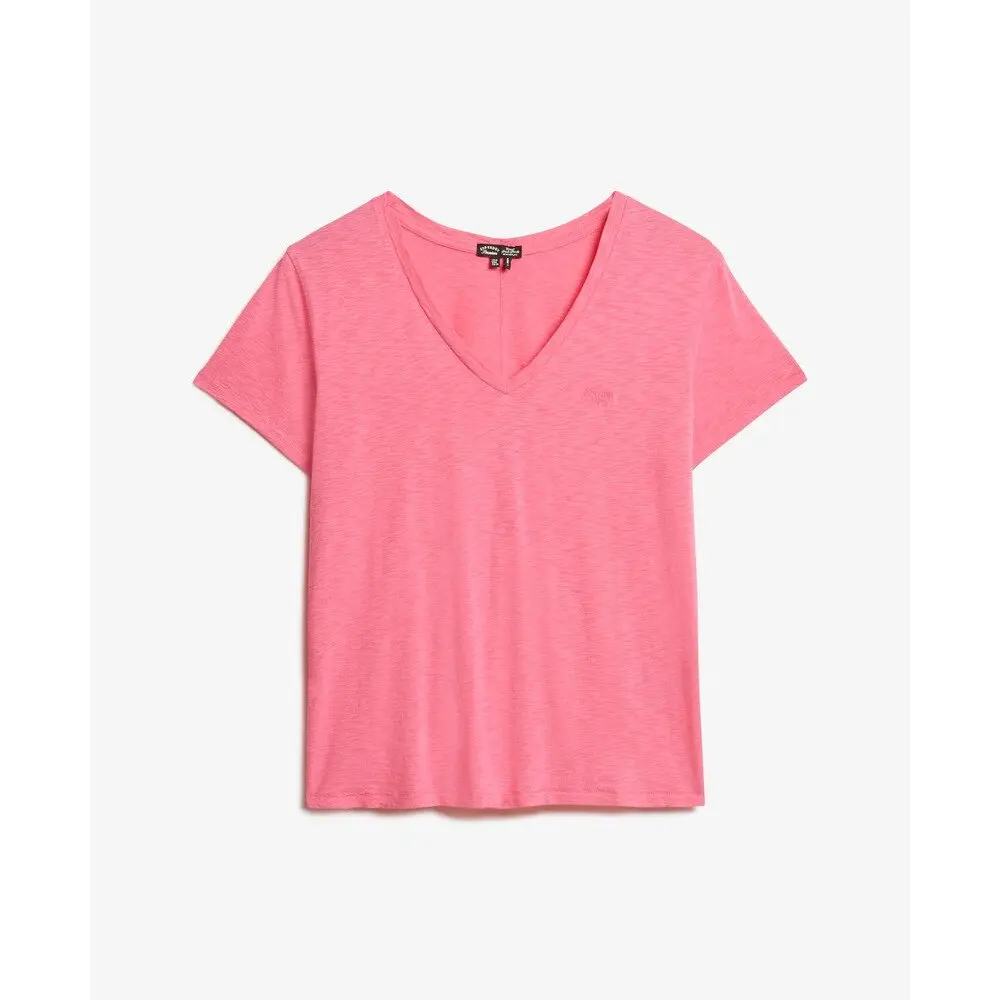 5063068496524 - Bordiertes V-Ausschnitt T-Shirt für Damen Slub