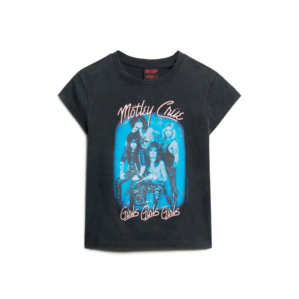 5059726719913 - Womens Mötley Crüe T-Shirt mit Flügelärmeln Schwarz Blau - Größe 40 5059726719913 - Womens Mötley Crüe T-Shirt mit Flügelärmeln Schwarz Blau - Größe 40