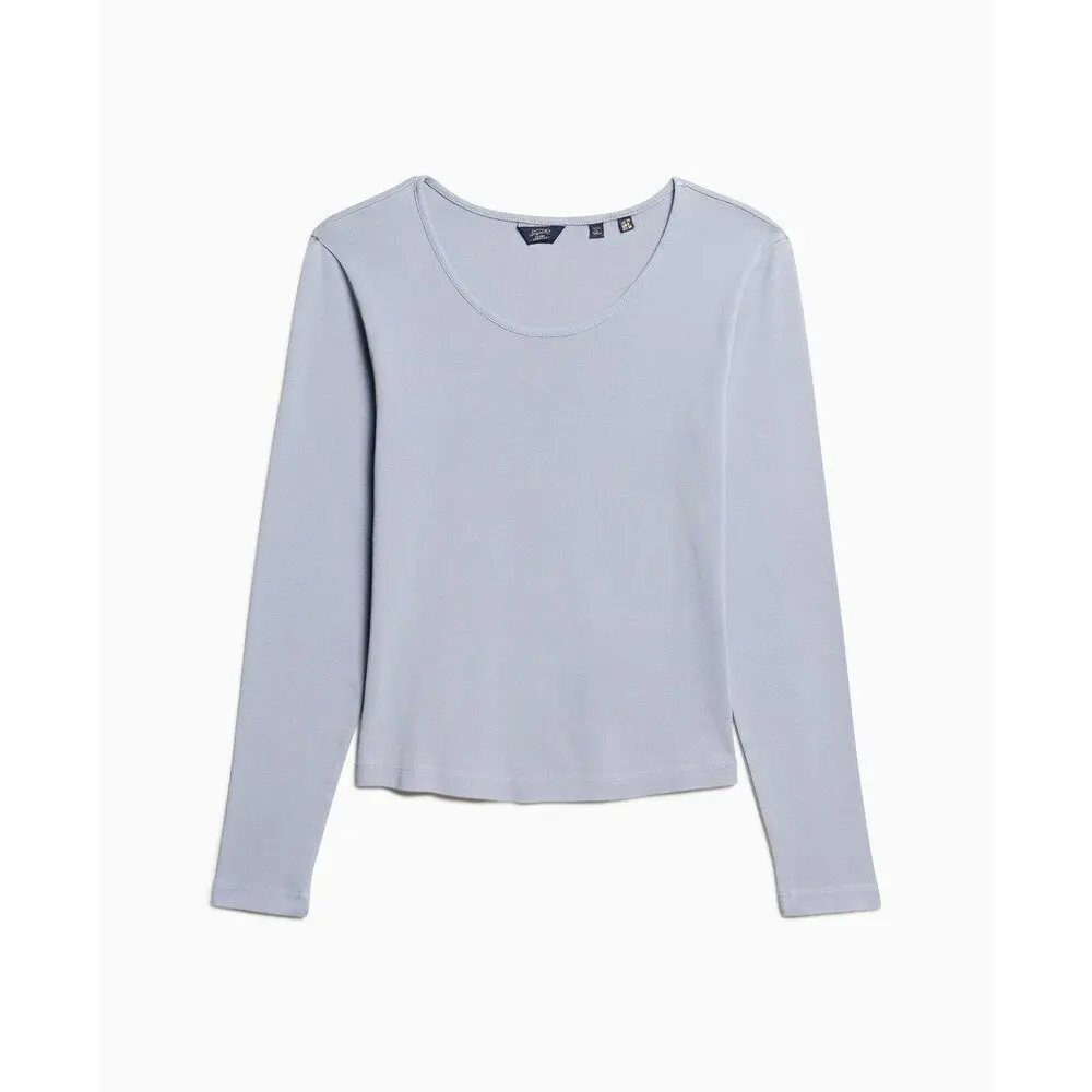 5063068603687 - Langarm-T-Shirt mit feinem Rippenstrick und weitem Ausschnitt für Damen Superdry