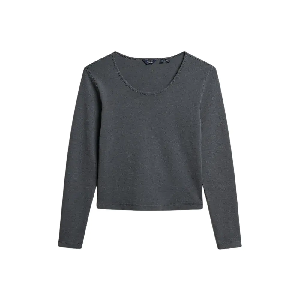 5063068603724 - Langarm-T-Shirt mit feinem Rippenstrick und weitem Ausschnitt für Damen Superdry