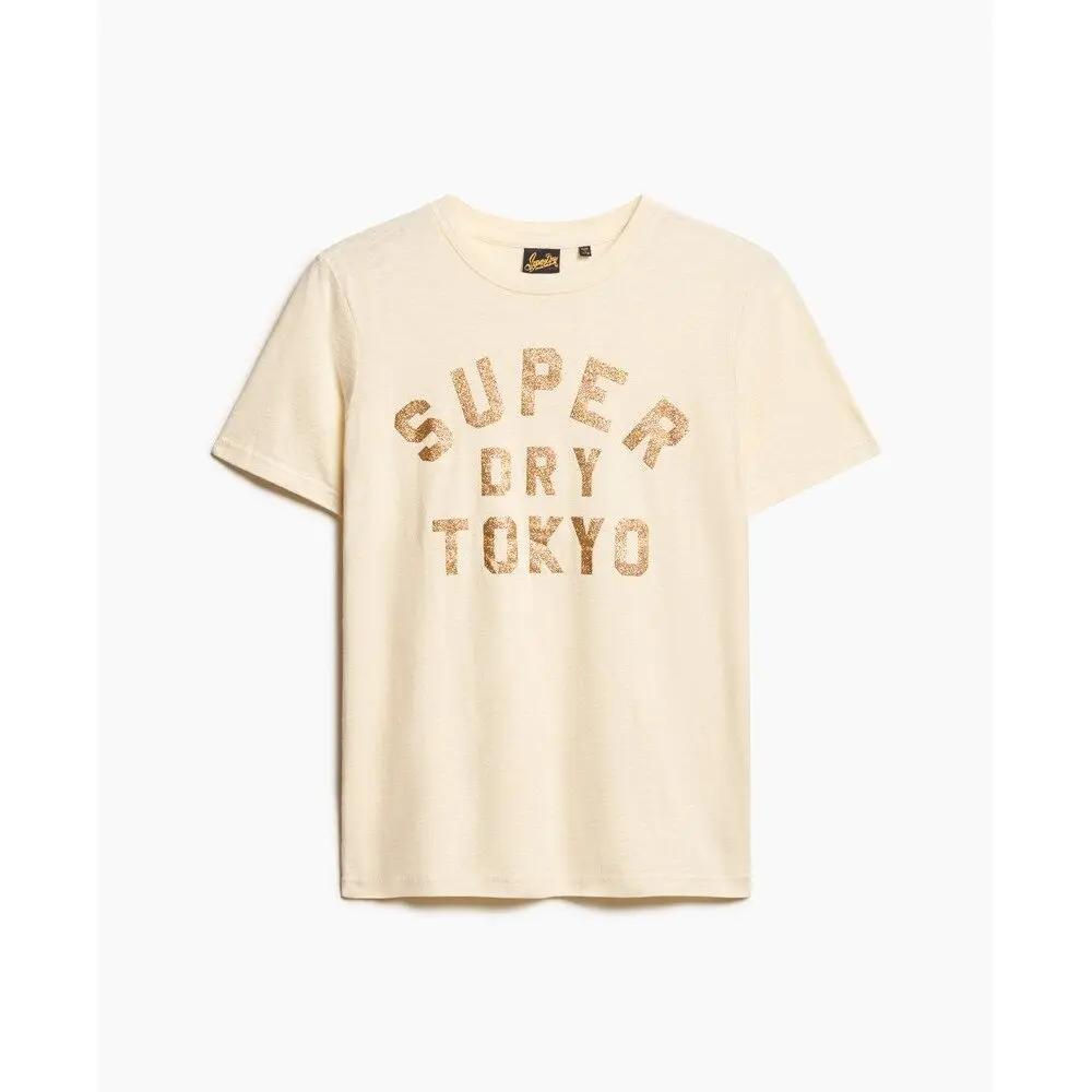 5063068347581 - Lässiges T-Shirt mit Glitzerlogo für Frauen Superdry