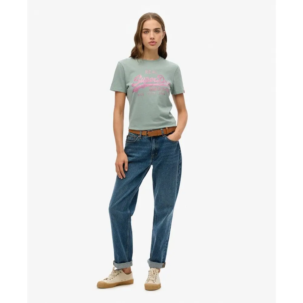 5063068606824 - Damen Slim T-Shirt mit Strass Vintage Logo