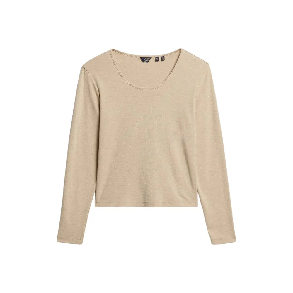 5063068608811 - Langarm-T-Shirt mit feinem Rippenstrick und weitem Ausschnitt für Damen Superdry