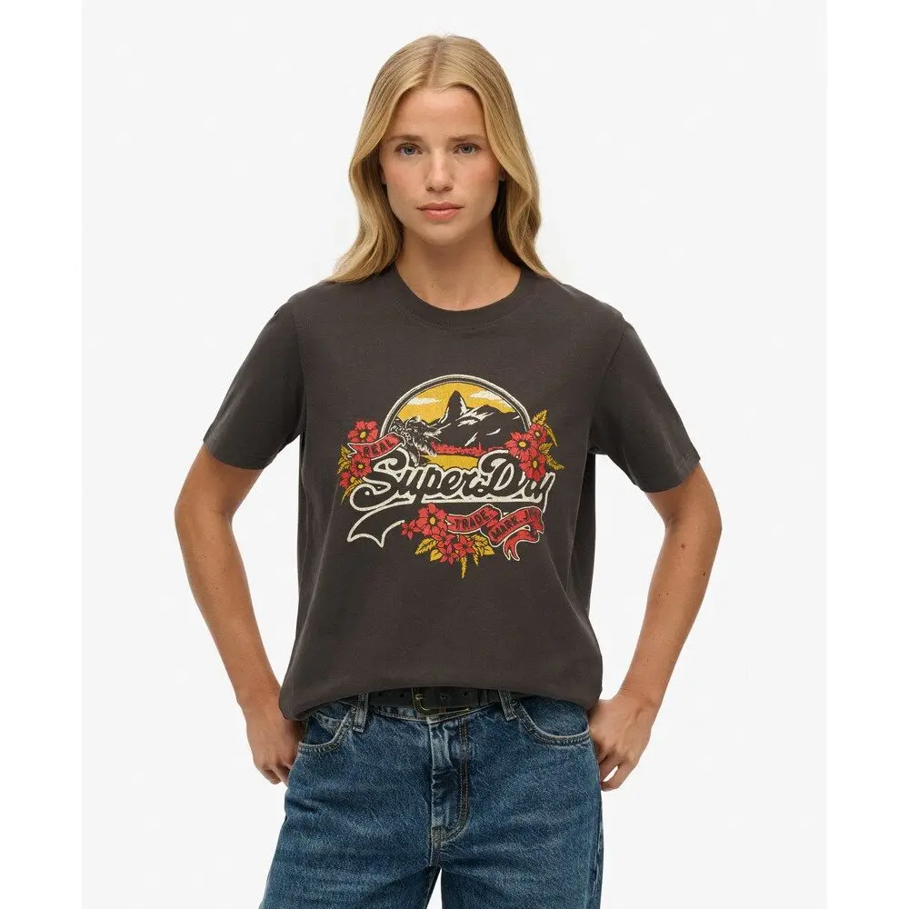 Damen T-Shirt mit Blumen Superdry