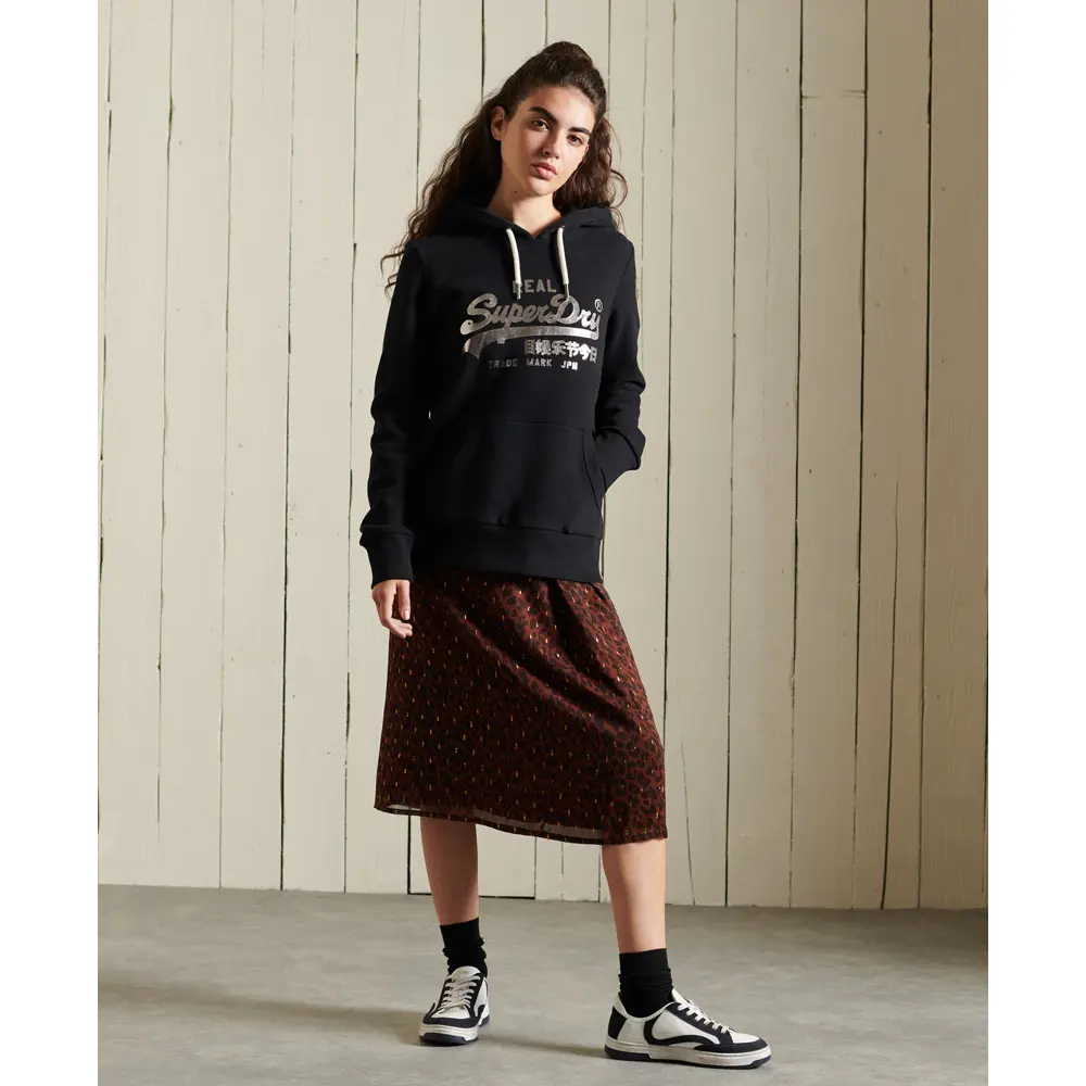 5057847303547 - Womens Boho Glitzer-Hoodie mit Vintage-Logo Schwarz - Größe 36