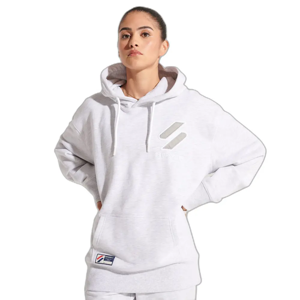 5057847304704 - Womens Übergroßes Code Hoodie mit Applikation Hellgrau - Größe XS S