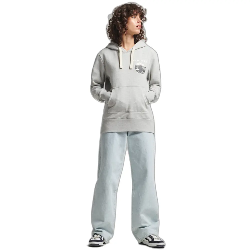 5057847652874 - Womens Vintage Crossing Lines Hoodie Hellgrau - Größe 42