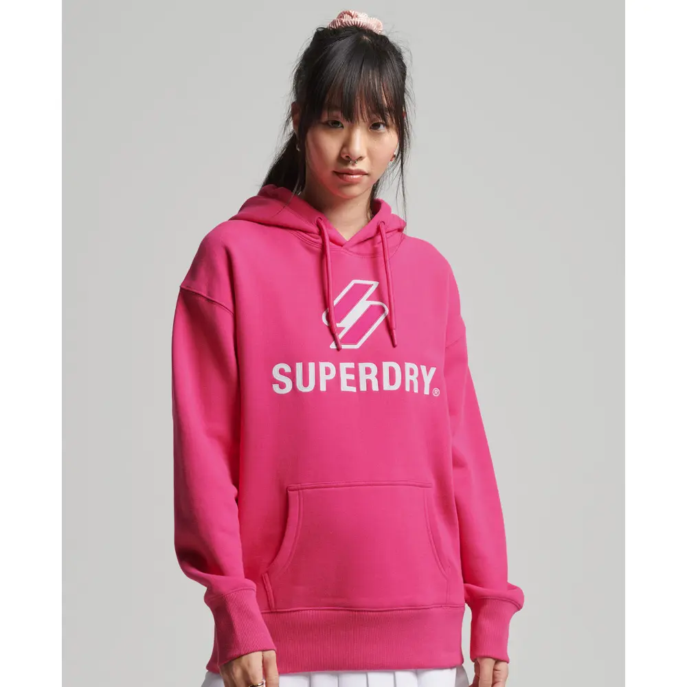 5057847717481 - Womens Übergroßes Code Hoodie mit Strukturierter Applikation Pink - Größe XS S
