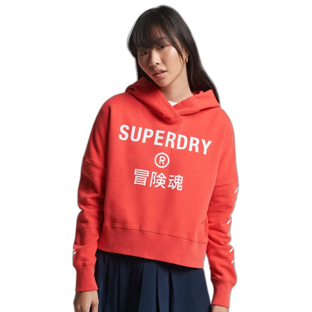 5057847960207 - Damen Kapuzenpullover CODE CORE SPORT CROP BOX HOOD Hyper Fire Coral Rot