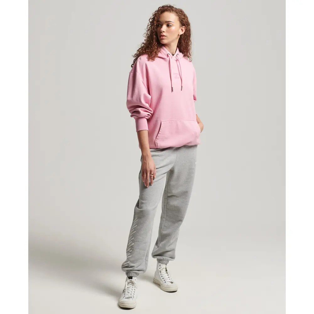 5057847658104 - Womens Stückgefärbtes OverGröße-Hoodie mit Code Logo Pink - Größe XS S