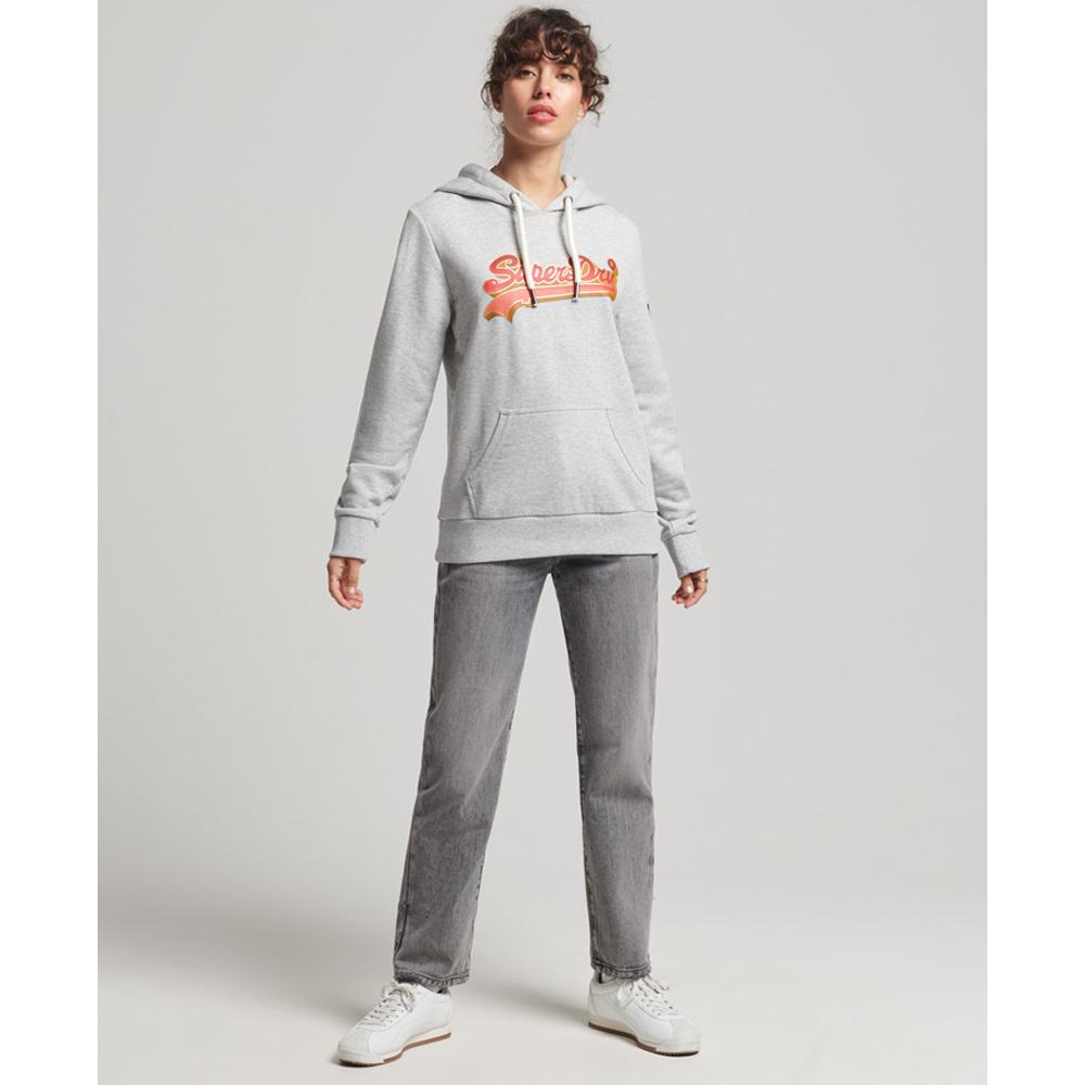 5057847766755 - Womens Saisonaler Kapuzenpulli mit Vintage-Logo Hellgrau - Größe 38