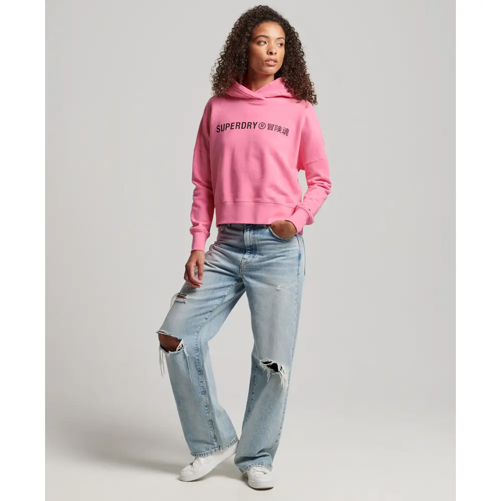 5059726559182 - Damen Gerader Core Sport Kurzhoodie Pink - Größe 40