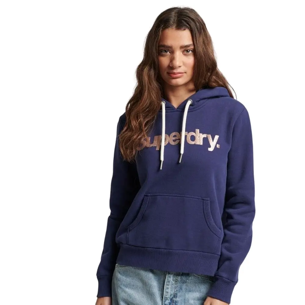 Felpa da donna con cappuccio Superdry Metallic Core