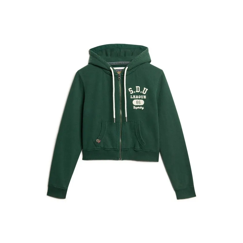 Superdry Women's Vert Casual Cropped Zip-Up Hoodie For Athletic Essentials
