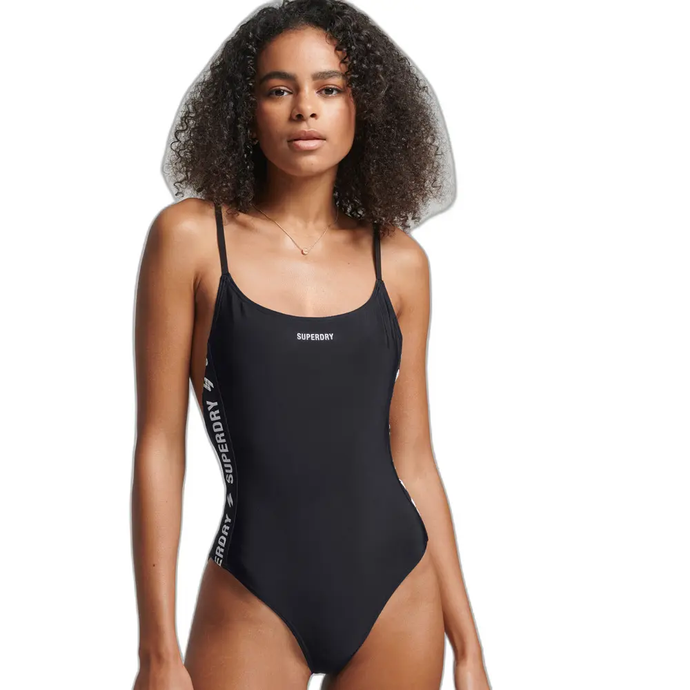 5057847660428 - Womens Essential Badeanzug mit Band Schwarz - Größe 38