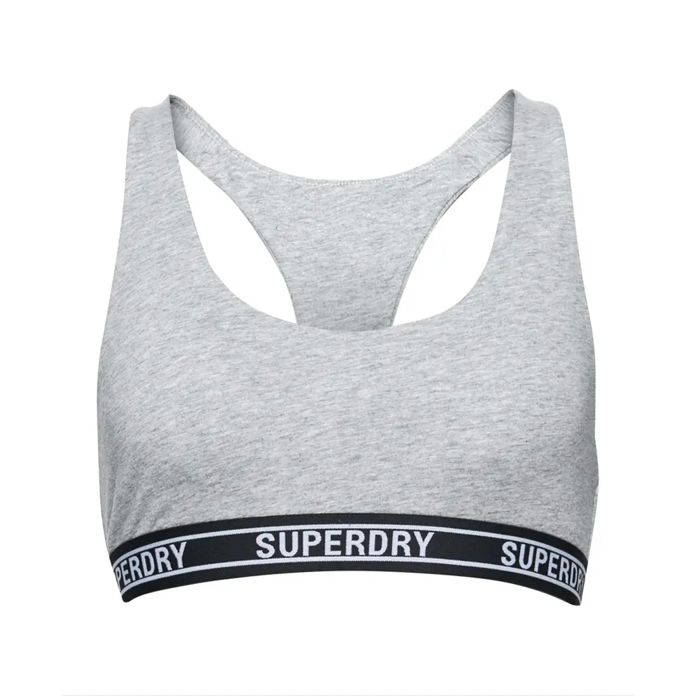 5057847776815 - Womens Kurzes Bustier aus Bio-Baumwolle mit Buntem Logo Hellgrau - Größe 42