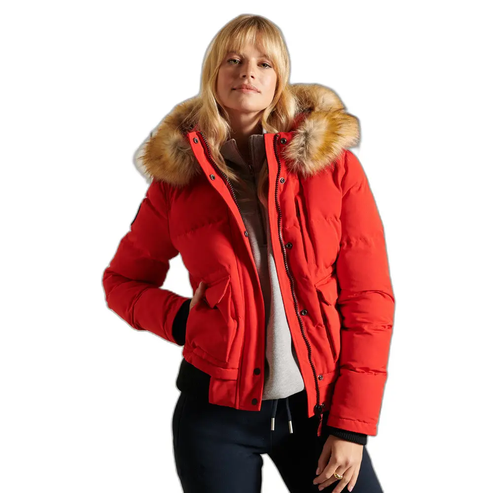 5057847319555 - Womens Everest Bomberjacke mit Kapuze Rot - Größe 36